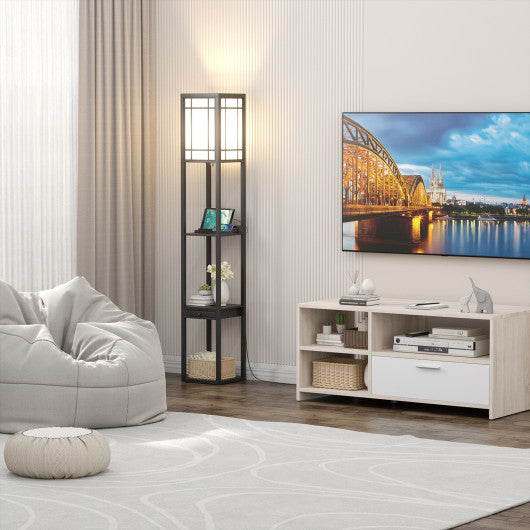 Modern Floor Lamp with Shelves and Drawer - Set Shop and Smile