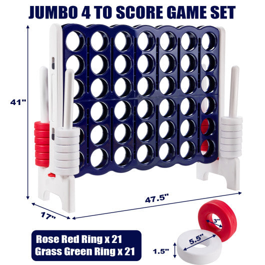 3.5 Feet Tall Jumbo 4 to Score Giant Game Set with 42 Jumbo Rings-Red - Set Shop and Smile