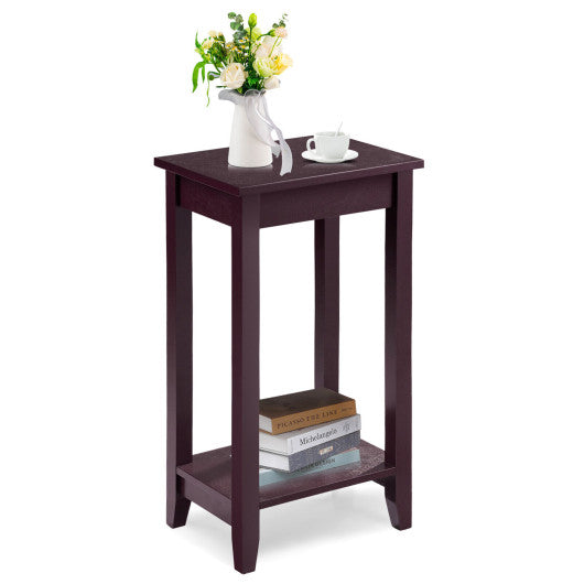 2-Tier Nightstand End Side Wooden Legs Table for Bedroom-Black - Set Shop and Smile