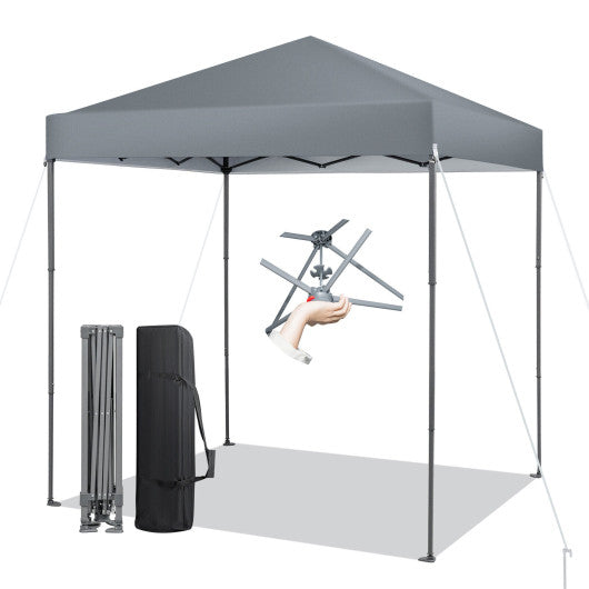 6.6 x 6.6 Feet Outdoor Pop-up Canopy Tent with UPF 50+ Sun Protection-Gray - Set Shop and Smile