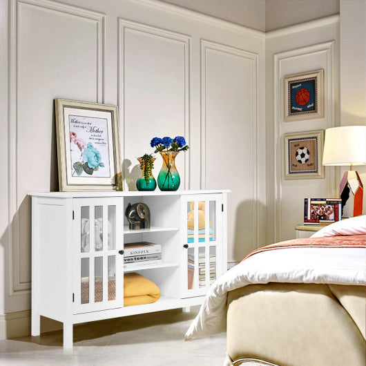 Wooden TV Stand Console Cabinet for 50 Inch TV-Brown - Set Shop and Smile