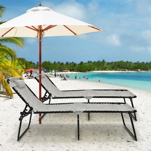 4 Position Folding Lounge Chaise with Adjustable Backrest and Footrest-Black - Set Shop and Smile