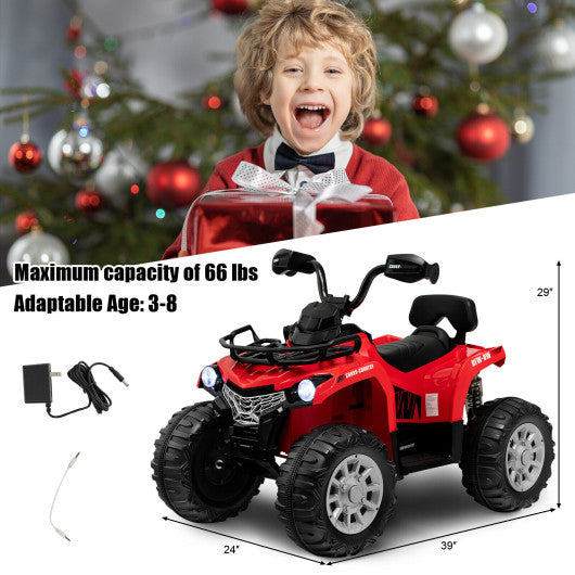 12V Kids Ride On ATV 4 Wheeler with MP3 and Headlights-Black - Set Shop and Smile
