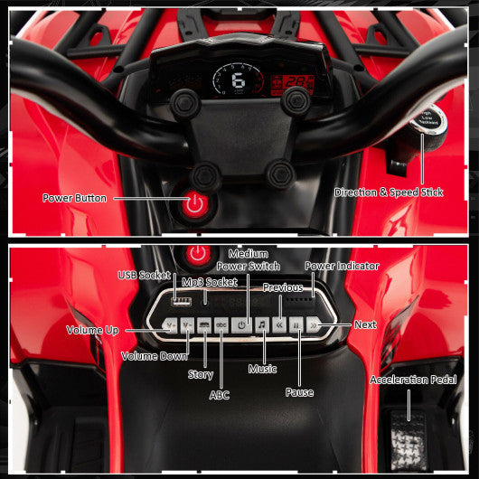 12V Kids Ride On ATV 4 Wheeler with MP3 and Headlights-Black - Set Shop and Smile