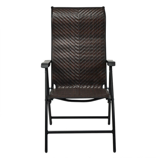 Patio Rattan Folding Chair with Armrest - Set Shop and Smile