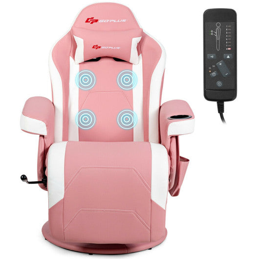 Ergonomic High Back Massage Gaming Chair with Pillow-Pink - Set Shop and Smile