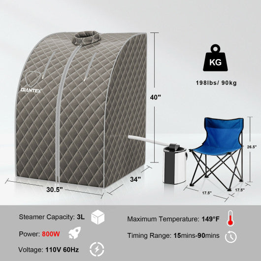 Portable Personal Steam Sauna Spa with 3L Blast-proof Steamer Chair-Coffee - Set Shop and Smile