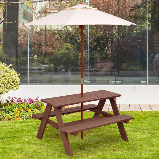 4 Seat Kids Picnic Table with Umbrella - Set Shop and Smile