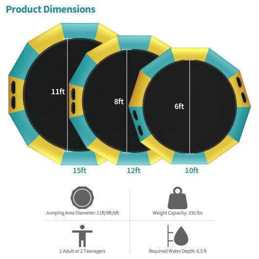 15 Feet Inflatable Splash Padded Water Bouncer Trampoline-Blue - Set Shop and Smile