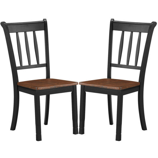 2 Pieces Solid Whitesburg Spindle Back Wood Dining Chairs-Black - Set Shop and Smile