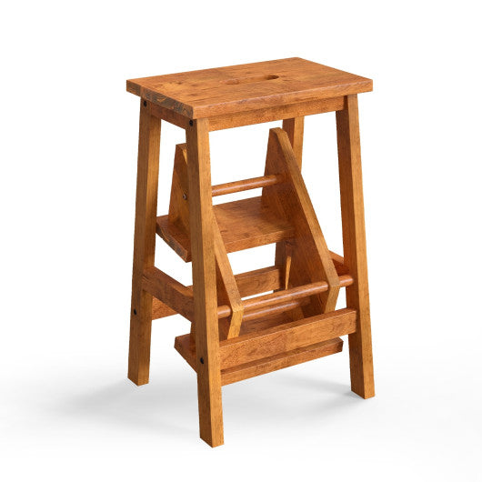 3-in-1 Rubber Wood Step Stool with Convenient Handle-Natural - Set Shop and Smile