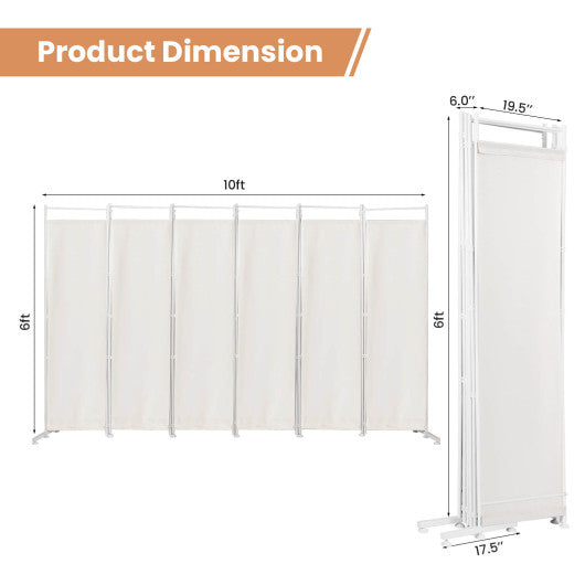 6-Panel Room Divider Folding Privacy Screen -Black - Set Shop and Smile
