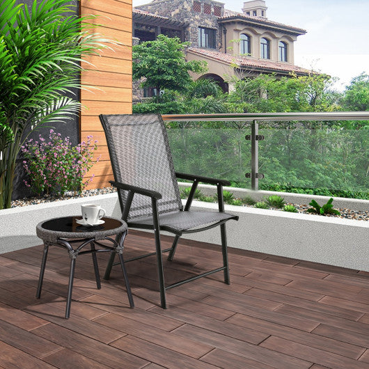 4-Pack Patio Folding Chairs Portable for Outdoor Camping-Black - Set Shop and Smile