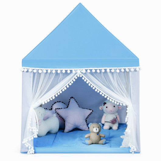 Kids Play Tent Large Playhouse Children Play Castle Fairy Tent Gift with Mat-Blue - Set Shop and Smile