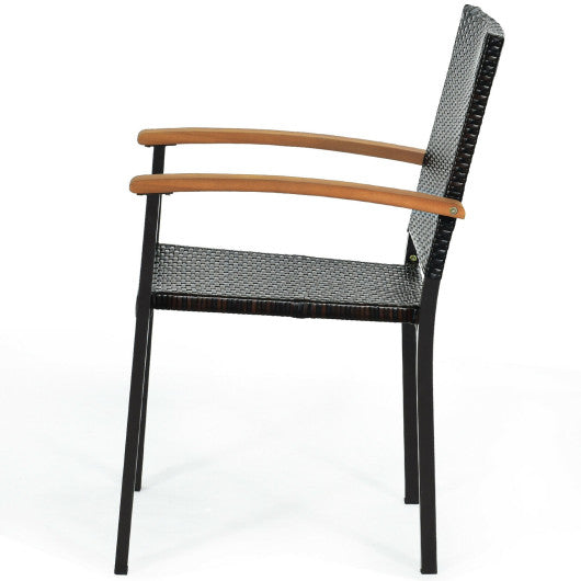 Set of 4 Outdoor Patio PE Rattan Dining Chairs with Powder-coated Steel Frame - Set Shop and Smile