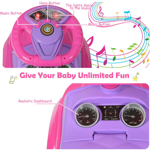 Honey Joy 3 in 1 Ride on Push Car Toddler Stroller Sliding Car with Music-Pink - Set Shop and Smile