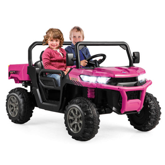 2-Seater Kids Ride On Dump Truck with Dump Bed and Shovel-Pink - Set Shop and Smile
