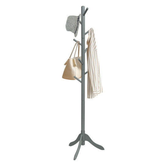 Adjustable Wooden Tree Coat Rack with 8 Hooks-Gray - Set Shop and Smile