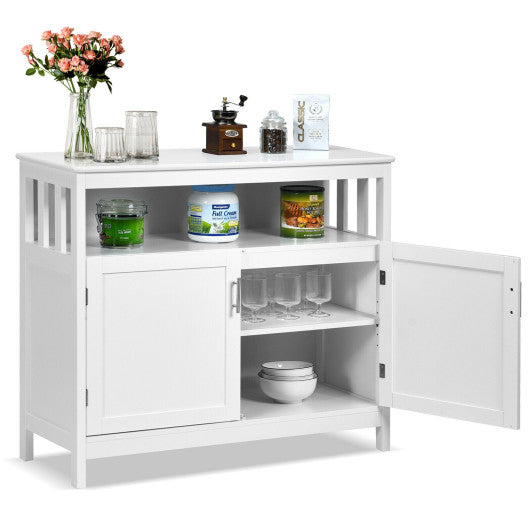 Kitchen Buffet Server Sideboard Storage Cabinet with 2 Doors and Shelf-White - Set Shop and Smile