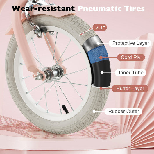 14 Inch Kid's Bike with Removable Training Wheels and Basket-Blue - Set Shop and Smile