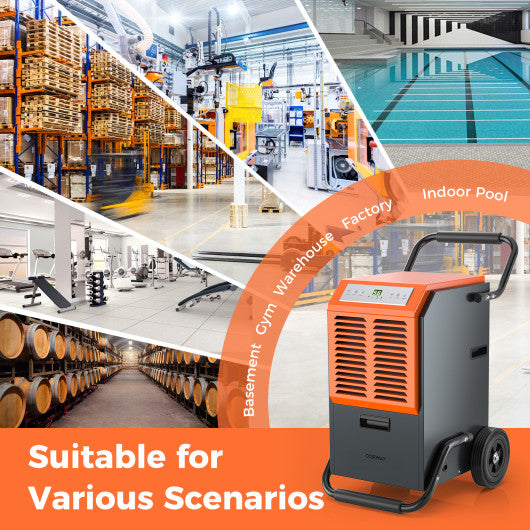 Portable Commercial Dehumidifier with Water Tank and Drainage Pipe-Gray