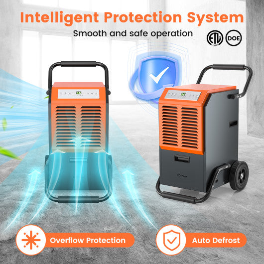 Portable Commercial Dehumidifier with Water Tank and Drainage Pipe-Gray