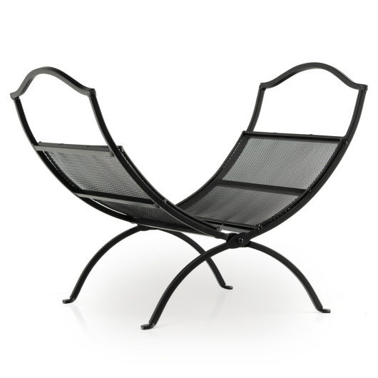 19 Inch Folding Fireplace Log Rack with Convenient Handle-Black - Set Shop and Smile