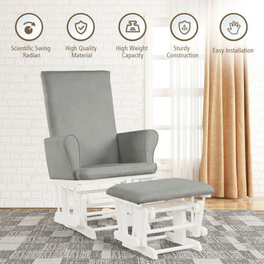 Baby Nursery Relax Rocker Rocking Chair Glider and Ottoman Cushion Set-Brown - Set Shop and Smile