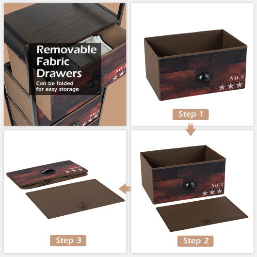 Industrial 4 Fabric Drawers Storage Dresser with Fabric Drawers and Steel Frame - Set Shop and Smile
