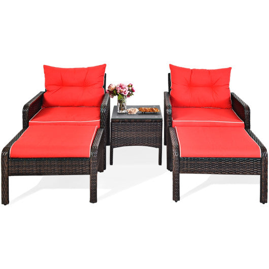 5 Pcs Patio Rattan Furniture Set Sofa