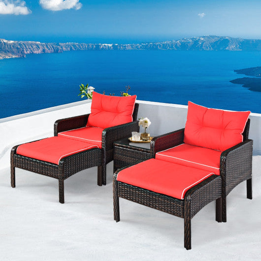 5 Pcs Patio Rattan Furniture Set Sofa - Set Shop and Smile