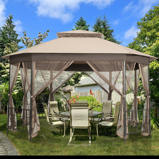 10’x 12’ Octagonal Patio Gazebo-Beige - Set Shop and Smile