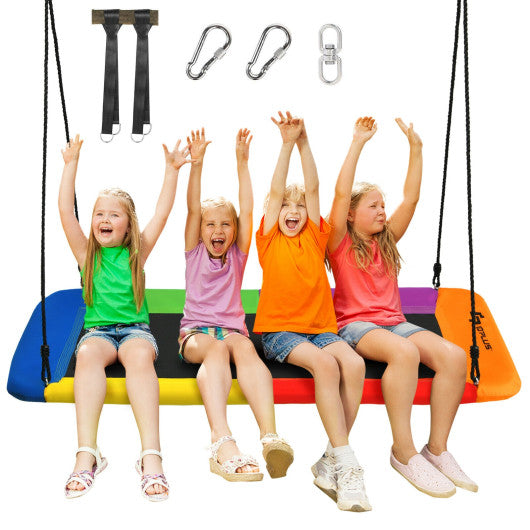 60 Inches Platform Tree Swing Outdoor with 2 Hanging Straps - Set Shop and Smile