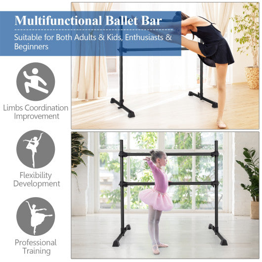 4 Feet Double Ballet Barre Bar with Adjustable Height-Silver - Set Shop and Smile