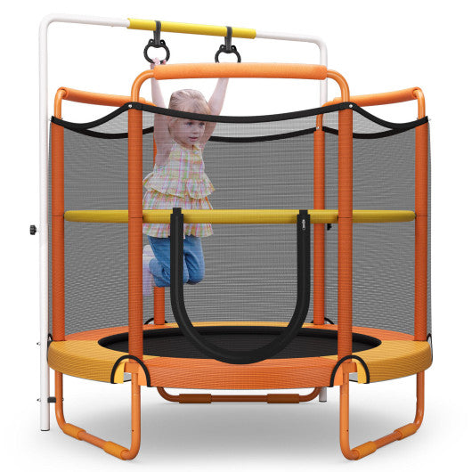 5 Feet Kids 3-in-1 Game Trampoline with Enclosure Net Spring Pad-Blue - Set Shop and Smile