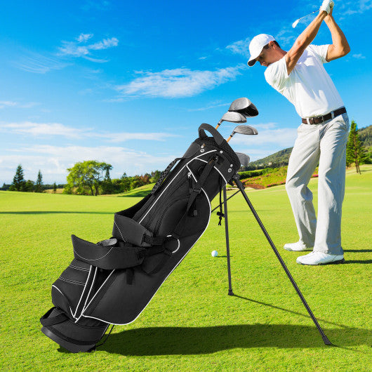 Golf Stand Cart Bag with 4 Way Divider Carry Organizer Pockets-Black - Set Shop and Smile