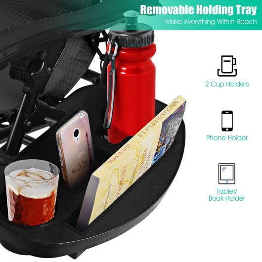 2 Pieces Folding Recliner Zero Gravity Lounge Chair - Black - Set Shop and Smile