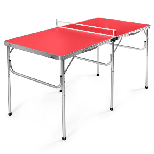 60 Inch Portable Tennis Ping Pong Folding Table with Accessories-Red - Set Shop and Smile