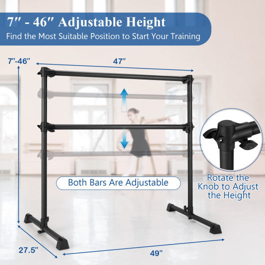 4 Feet Double Ballet Barre Bar with Adjustable Height-Silver - Set Shop and Smile