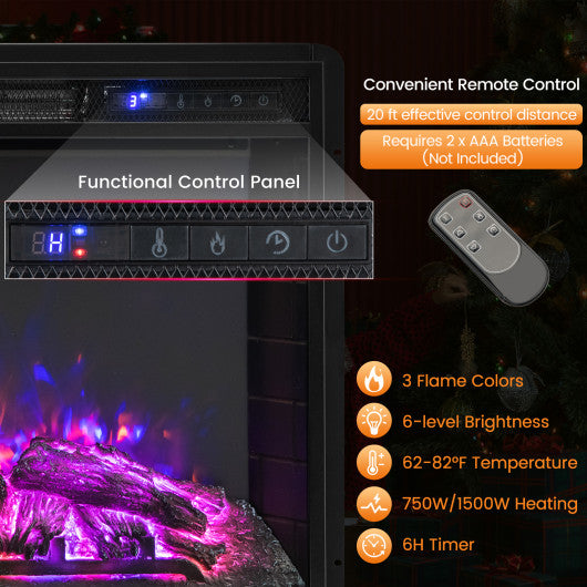 26 Inch Recessed Electric Fireplace with Adjustable Flame Brightness - Set Shop and Smile