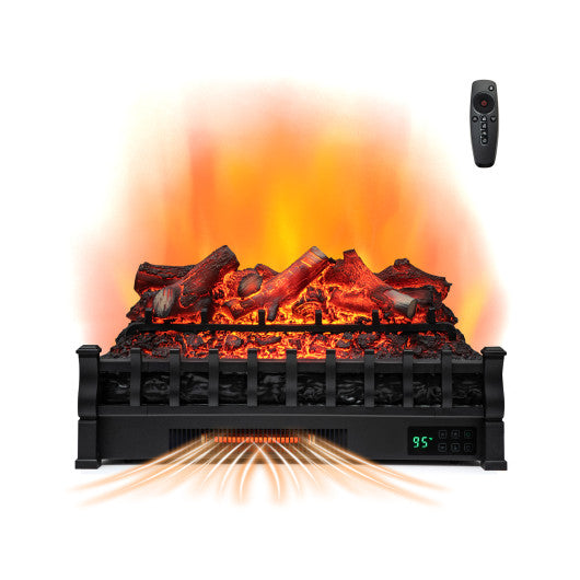 26 Inch Electric Fireplace Heater with Remote Control and Realistic Lemonwood Ember Bed-Black - Set Shop and Smile