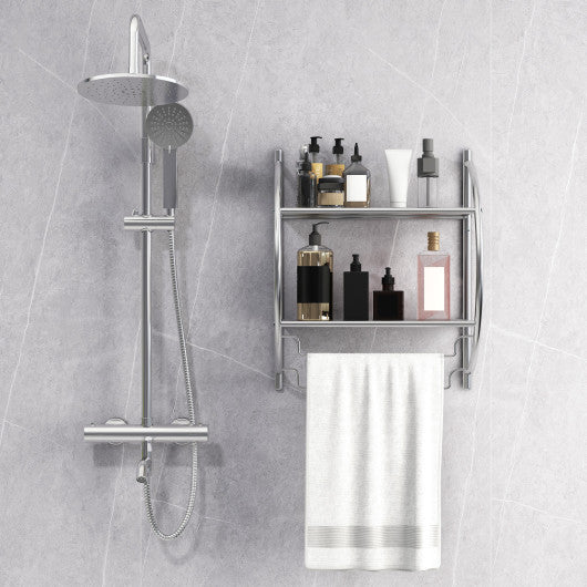 2-Tier Wall Mount Shower Organizer Towel Storage Rack - Set Shop and Smile
