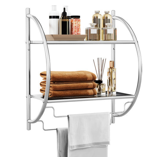 2-Tier Wall Mount Shower Organizer Towel Storage Rack - Set Shop and Smile