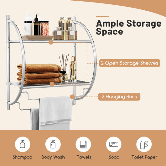 2-Tier Wall Mount Shower Organizer Towel Storage Rack - Set Shop and Smile