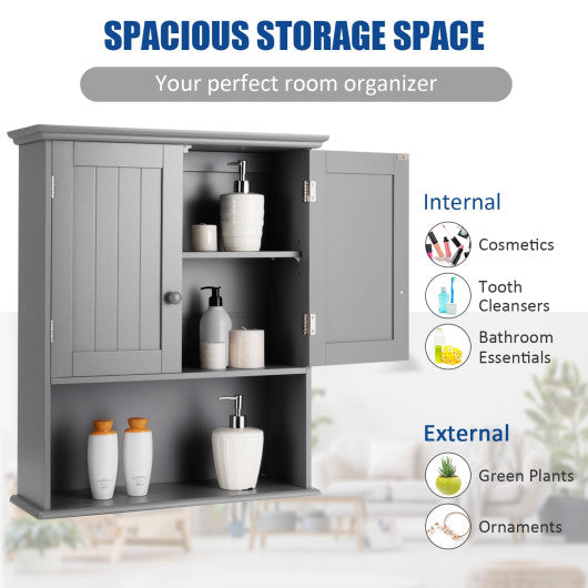 Wall Mount Bathroom Storage Cabinet -Gray - Set Shop and Smile