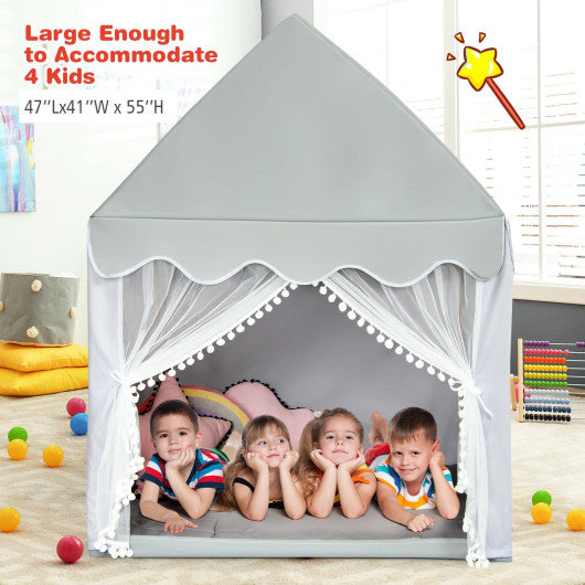Kids Large Play Castle Fairy Tent with Mat-Beige - Set Shop and Smile