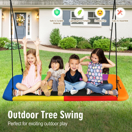 60 Inches Platform Tree Swing Outdoor with 2 Hanging Straps - Set Shop and Smile