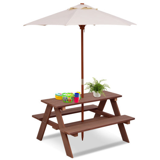 4 Seat Kids Picnic Table with Umbrella - Set Shop and Smile