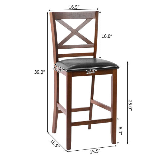 Set of 2 Bar Stools 24 Inch Counter Height Chairs with Rubber Wood Legs - Set Shop and Smile