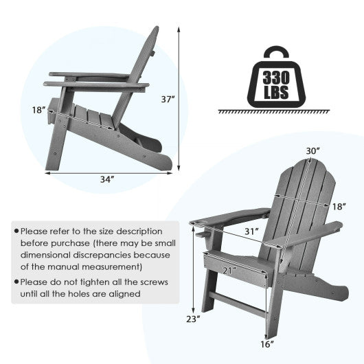 Outdoor Adirondack Chair with Built-in Cup Holder for Backyard Porch-Black - Set Shop and Smile